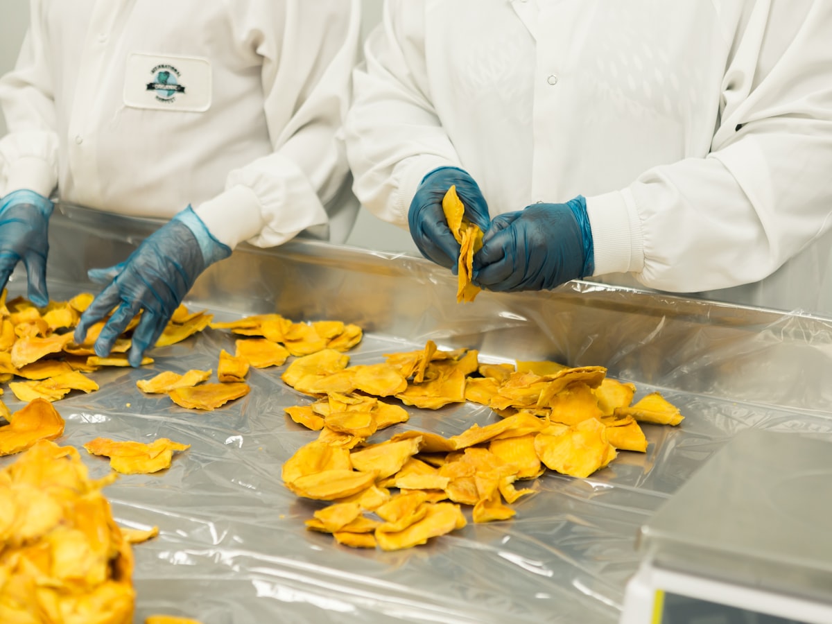 Dried fruit processing in a clean production facility